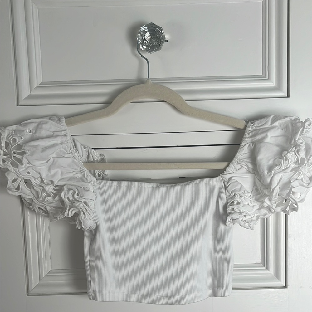 White Ruffled Crop Top